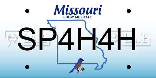 SP4H4H Missouri License Plate