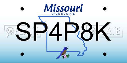 SP4P8K Missouri License Plate