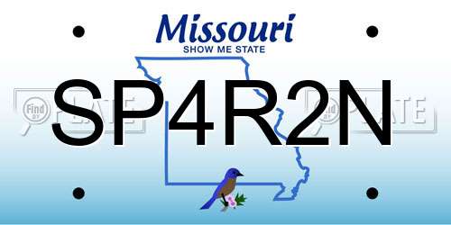 SP4R2N Missouri License Plate