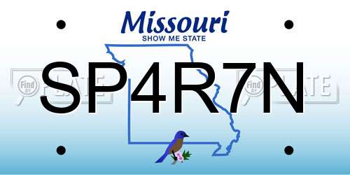 SP4R7N Missouri License Plate