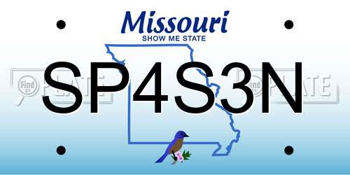 SP4S3N Missouri License Plate