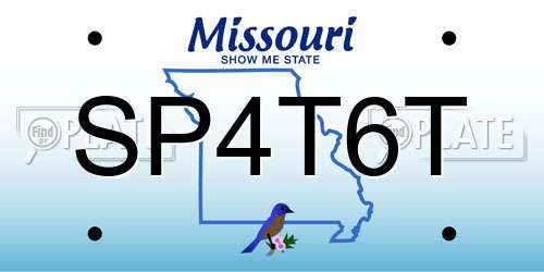 SP4T6T Missouri License Plate