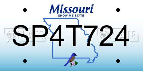 SP4T724 Missouri License Plate