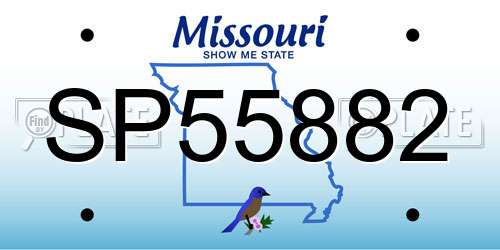 SP55882 Missouri License Plate