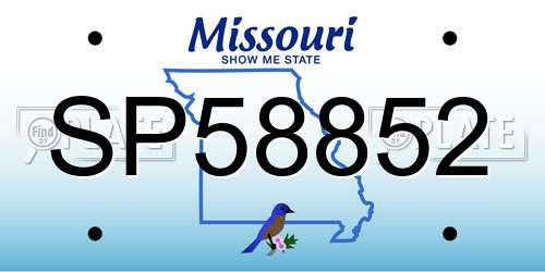 SP58852 Missouri License Plate