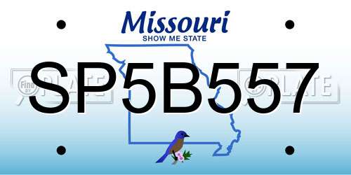 SP5B557 Missouri License Plate