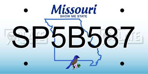 SP5B587 Missouri License Plate