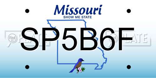 SP5B6F Missouri License Plate