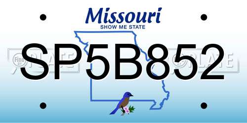 SP5B852 Missouri License Plate