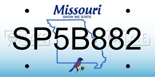 SP5B882 Missouri License Plate