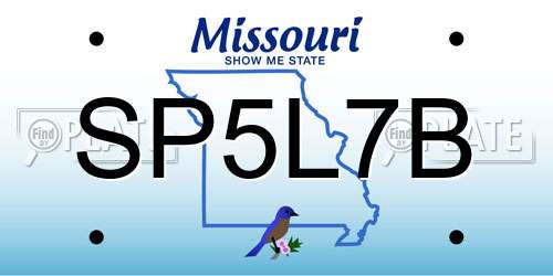 SP5L7B Missouri License Plate