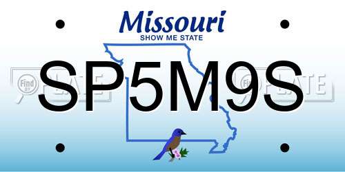 SP5M9S Missouri License Plate