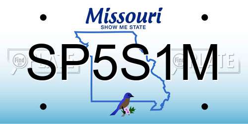SP5S1M Missouri License Plate