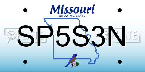 SP5S3N Missouri License Plate