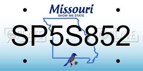 SP5S852 Missouri License Plate