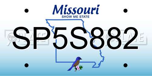 SP5S882 Missouri License Plate