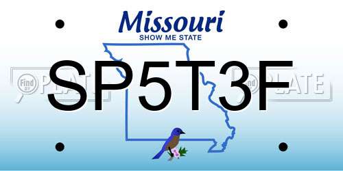SP5T3F Missouri License Plate