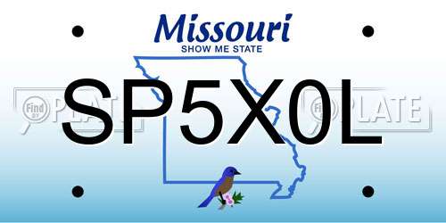 SP5X0L Missouri License Plate