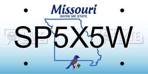 SP5X5W Missouri License Plate
