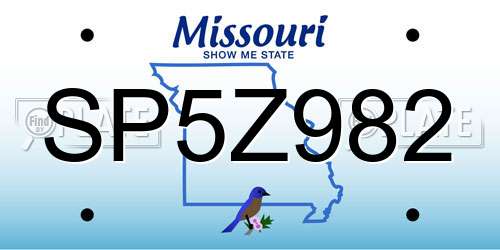 SP5Z982 Missouri License Plate