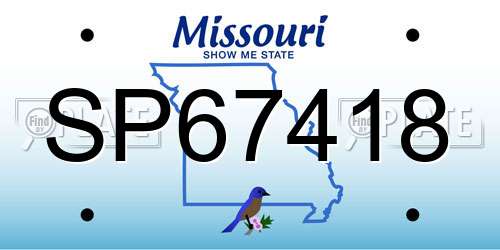 SP67418 Missouri License Plate