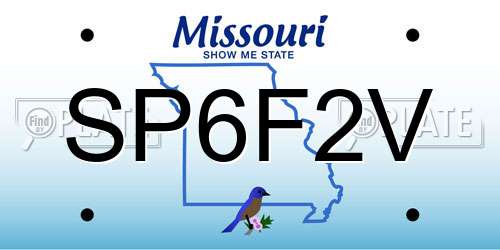 SP6F2V Missouri License Plate