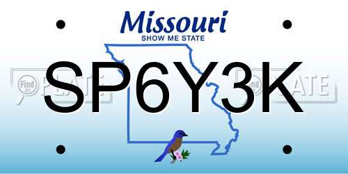 SP6Y3K Missouri License Plate