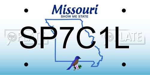 SP7C1L Missouri License Plate
