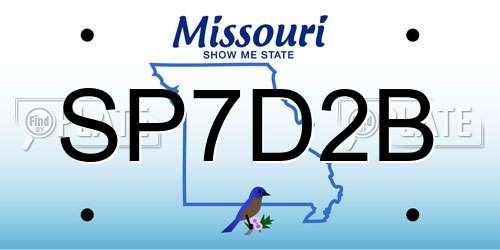 SP7D2B Missouri License Plate