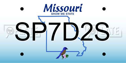 SP7D2S Missouri License Plate