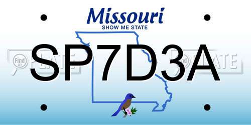 SP7D3A Missouri License Plate