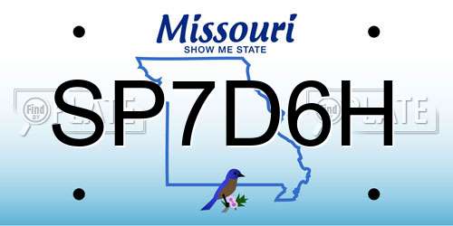 SP7D6H Missouri License Plate