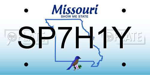 SP7H1Y Missouri License Plate
