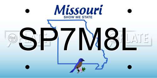 SP7M8L Missouri License Plate