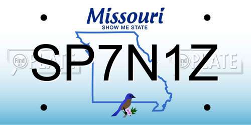 SP7N1Z Missouri License Plate