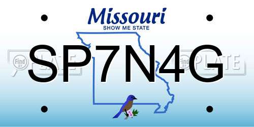 SP7N4G Missouri License Plate