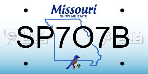 SP7O7B Missouri License Plate