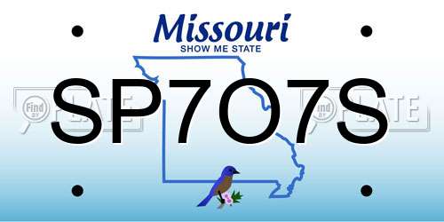 SP7O7S Missouri License Plate