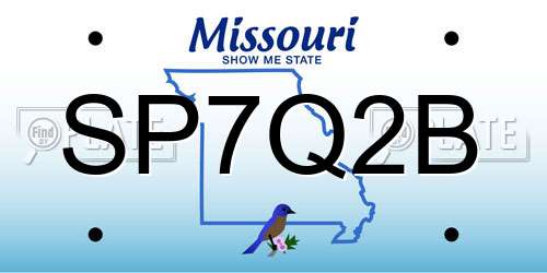 SP7Q2B Missouri License Plate