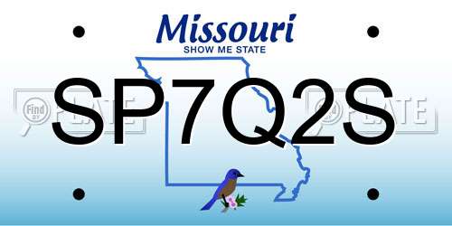 SP7Q2S Missouri License Plate