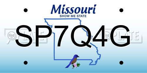 SP7Q4G Missouri License Plate