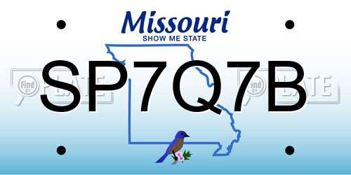 SP7Q7B Missouri License Plate