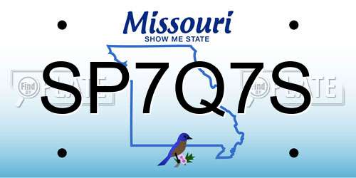 SP7Q7S Missouri License Plate