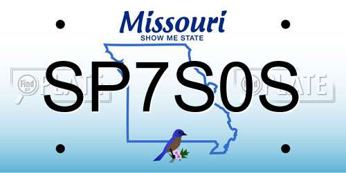 SP7S0S Missouri License Plate