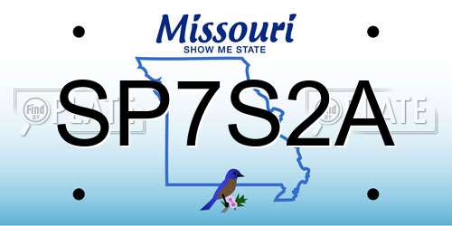 SP7S2A Missouri License Plate