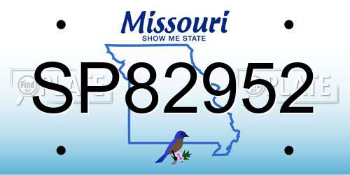 SP82952 Missouri License Plate
