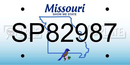 SP82987 Missouri License Plate