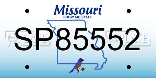 SP85552 Missouri License Plate