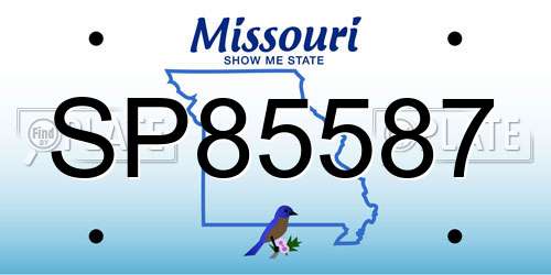 SP85587 Missouri License Plate