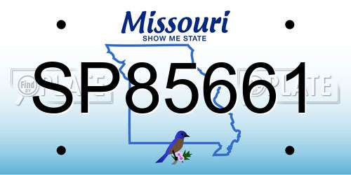 SP85661 Missouri License Plate